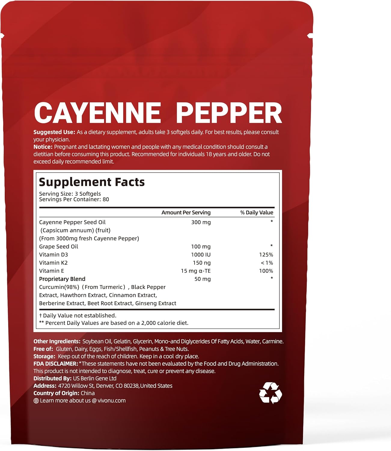 VivoNu Cayenne Pepper Softgels Supplement