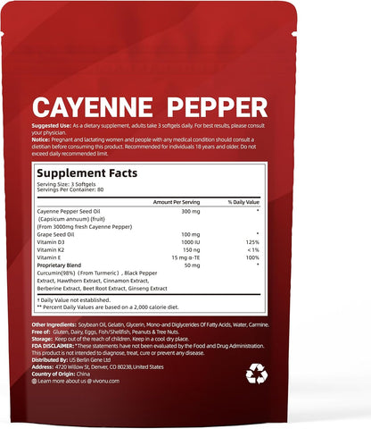 VivoNu Cayenne Pepper Softgels Supplement